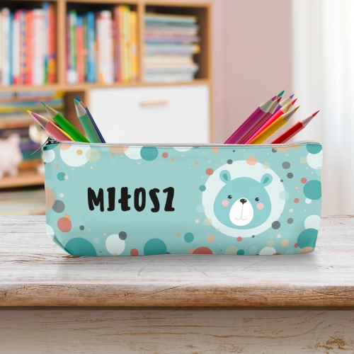 Piórnik Szkolny Dla Dzieci z Imieniem do Szkoły Przedszkola - Miś