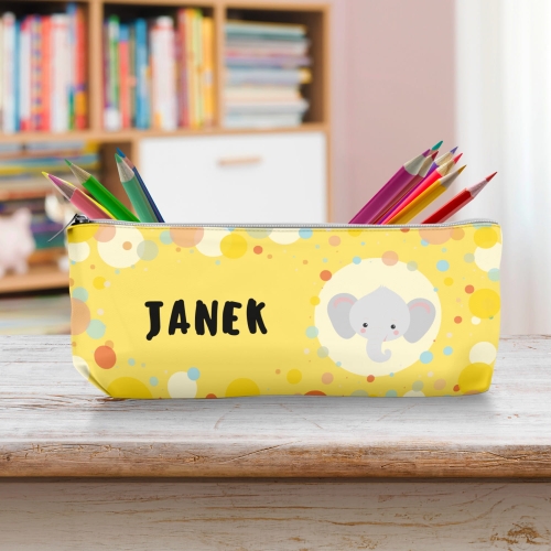 Piórnik Szkolny Dla Dzieci z Imieniem do Szkoły Przedszkola - Słoń