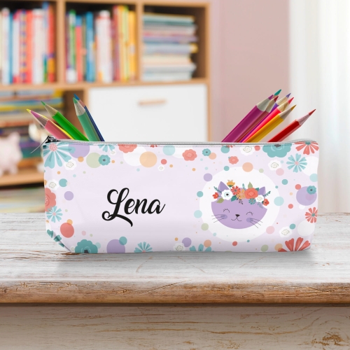 Piórnik Szkolny Dla Dzieci z Imieniem do Szkoły Przedszkola - Kotek