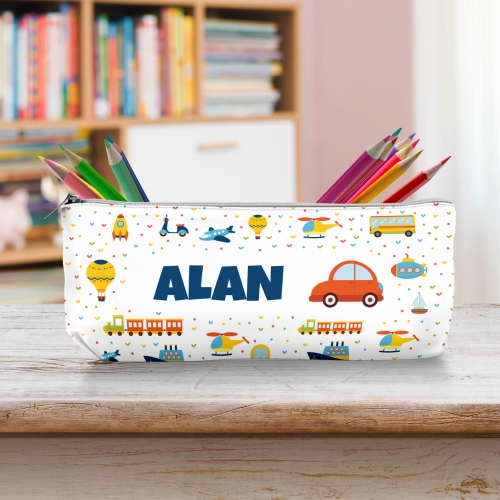 Piórnik Szkolny Dla Dzieci z Imieniem do Szkoły Przedszkola - Auto