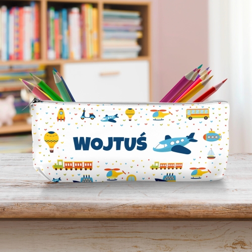 Piórnik Szkolny Dla Dzieci z Imieniem do Szkoły Przedszkola - Samolot