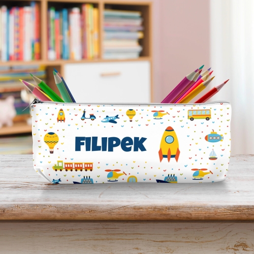 Piórnik Szkolny Dla Dzieci z Imieniem do Szkoły Przedszkola - Rakieta