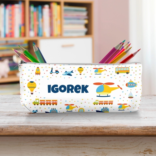 Piórnik Szkolny Dla Dzieci z Imieniem do Szkoły Przedszkola - Helikopter