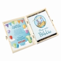 Biblia w Pudełku Prezent na Pierwsze Urodziny - Prezent na Roczek - Biblia dla Dzieci - Autko - Biała