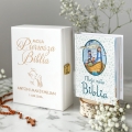 Biblia w Pudełku Prezent na Narodziny - Metryczka Urodzenia - Biblia dla Dzieci - Biała