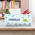Komplet Worek na Buty + Piórnik Dla Dzieci z Imieniem do Szkoły Przedszkola - Dino