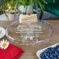 Szklana Patera na Ciasto Tort z Grawerem dla Nauczyciela - Prezent na Dzień Nauczyciela - Uczy Kocha Inspiruje - Fala