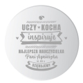 Szklana Patera na Ciasto Tort z Grawerem dla Nauczyciela - Prezent na Dzień Nauczyciela - Uczy Kocha Inspiruje - Fala