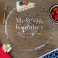 Szklana Patera na Ciasto Tort z Grawerem - Prezent na Rocznicę Ślubu - Mr&Mrs - Fala