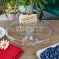 Szklana Patera na Ciasto Tort z Grawerem - Prezent na Rocznicę Ślubu - Mr&Mrs - Fala