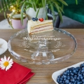 Szklana Patera na Ciasto Tort z Grawerem - Prezent na Ślub dla Pary Młodej - Wszystkiego Najsłodszego - Fala