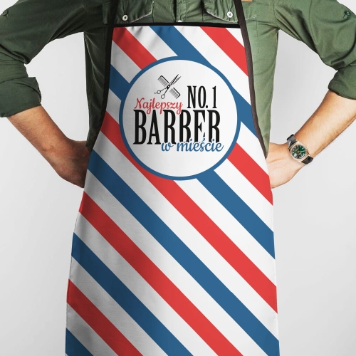 Fartuch Kuchenny z Nadrukiem  - Prezent dla Barbera - No. 1 Najlepszy Barber w Mieście