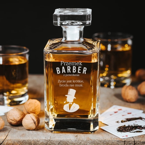 Karafka do Whisky z Grawerem - Prezent dla Barbera - Barber z Powołania