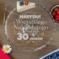 Szklana Patera na Ciasto Tort z Grawerem - Prezent na Urodziny - Wszystkiego Najsłodszego - Fala