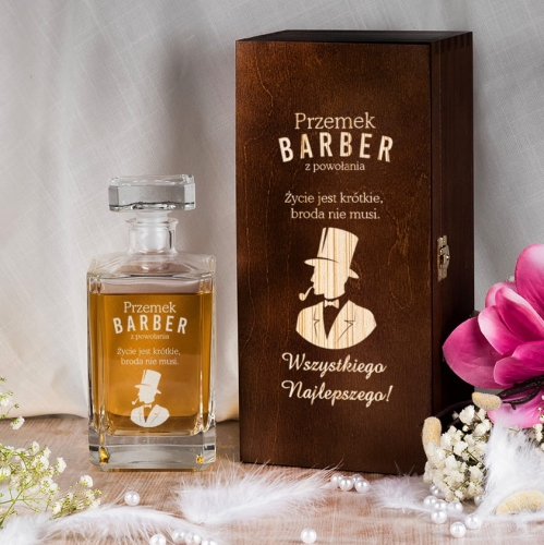 Karafka z Grawerem w Skrzynce - Prezent dla Barbera - Barber z Powołania