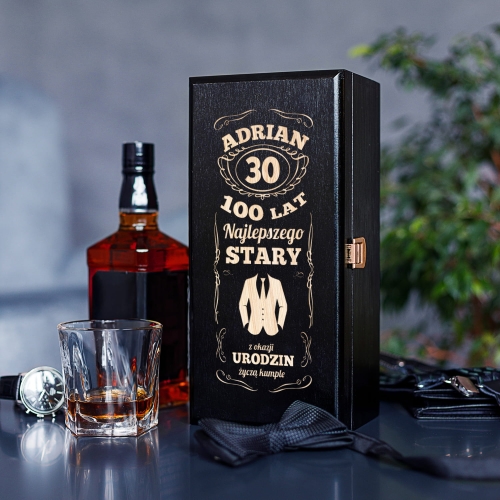 Skrzynka Czarna na Alkohol Na Urodziny - Prezent na Urodziny, Osiemnastkę - Najlepszego Stary