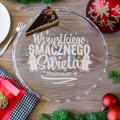 Szklana Patera na Ciasto Tort z Grawerem na Prezent - Prezent Na Święta - Wszystkiego Smacznego - Fala