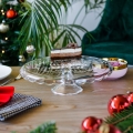 Szklana Patera na Ciasto Tort z Grawerem na Prezent - Prezent Na Święta - Wesołych Świąt - Gałązki - Fala