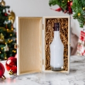 Skrzynka Biała na Alkohol Prezent na Święta - Prezent Świąteczny Skrzynka na Nalewkę - Wesołych Świąt