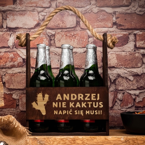 Nosidło na piwo z grawerem ciemne