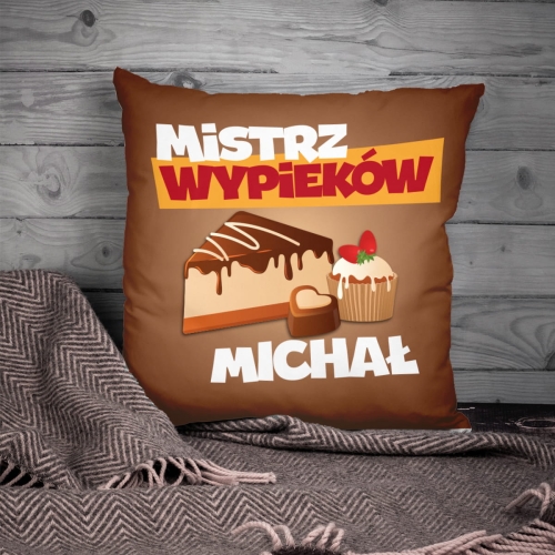 Poduszka z Nadrukiem - Prezent dla Cukiernika - Mistrz Wypieków