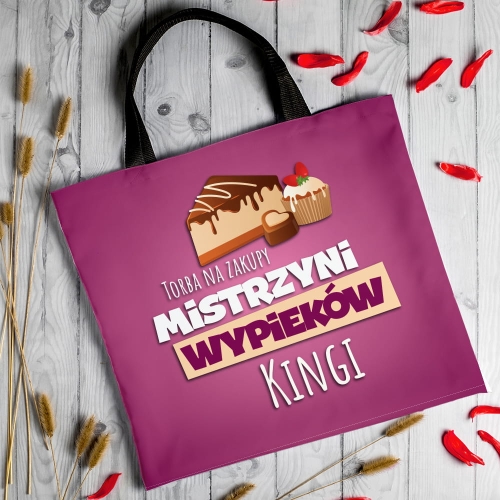 Torba Na Zakupy z Nadrukiem - Prezent dla Cukiernika - Torba Na Zakupy Mistrzyni Wypieków