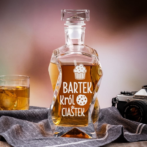 Karafka do Whisky z Grawerem - Prezent dla Cukiernika - Król Ciastek - Łamana