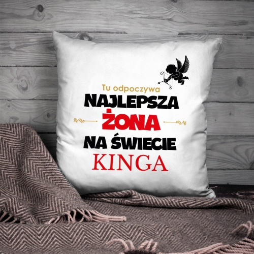 Poduszka na Walentynki - Prezent na Walentynki dla Niej - Tu Odpoczywa Najlepsza Żona Na Świecie