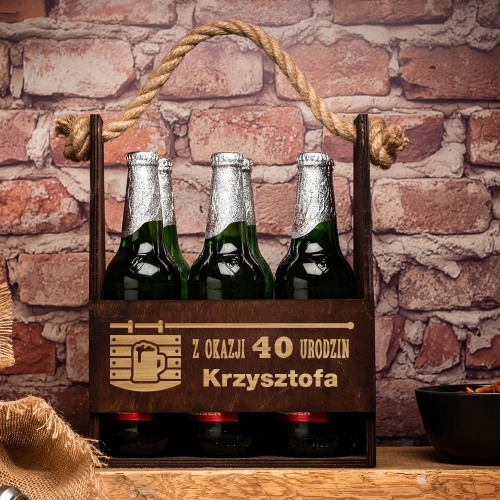 Nosidło na piwo z grawerem ciemne