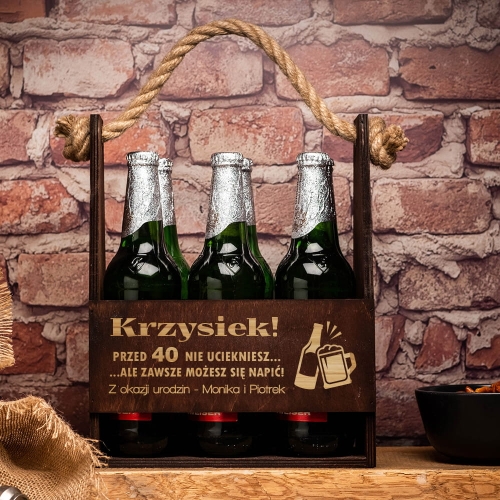 Nosidło na piwo z grawerem ciemne