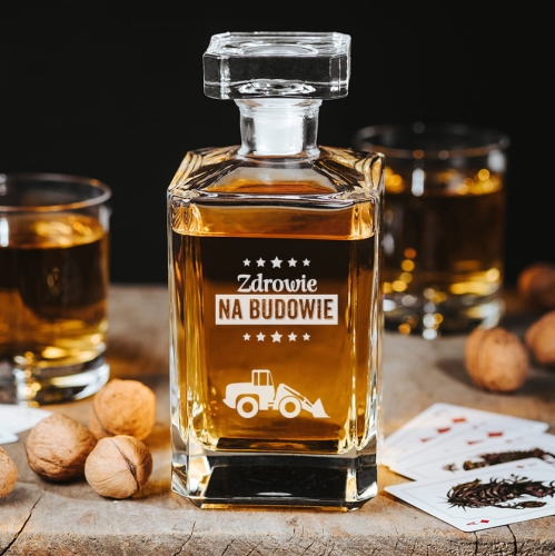 Karafka do Whisky z Grawerem - Prezent dla Budowlańca - Zdrowie na Budowie