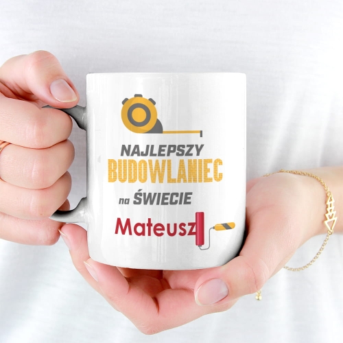 Kubek z Nadrukiem - Prezent dla Budowlańca - Najlepszy Budowlaniec Na Świecie