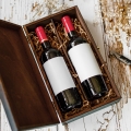 Skrzynka na Wino z Grawerem - Prezent na Ślub dla Pary Młodej - W Dniu Ślubu - Gałązki - Podwójna