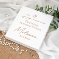 Drewniane Zaproszenie Na Komunię Dla Rodziców Chrzestnych w Pudełku - Liście