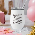 Termiczny Kubek Na Wieczór Panieński do Drinków Wina z Podwójną Ścianką -  Prezent dla Przyszłej Panny Młodej  -  Królowa Wieczoru