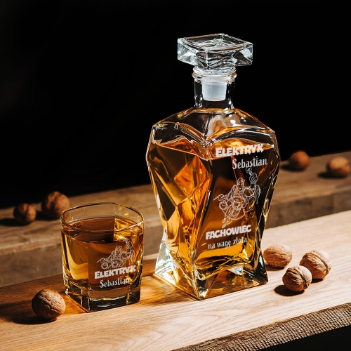 Karafka z Grawerem i Szklanka Do Whisky - Prezent dla Elektryk - Łamana