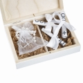 Pudełko Na Pieniądze Różaniec Bransoletka Chrzest - Pamiątka Chrztu Świętego w Pudełku z Grawerem - Heksagon