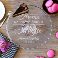 Szklana Patera na Ciasto Tort z Grawerem dla Mamy - Prezent na Dzień Matki - Najlepsza Mama na Świecie