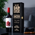Skrzynka Czarna Na Wino z Grawerem dla Taty - Prezent na Dzień Ojca - The Best Dad Ever - Pojedyncza