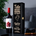 Skrzynka Czarna Na Wino z Grawerem dla Taty - Prezent na Dzień Ojca - Tata Nie Kaktus - Pojedyncza