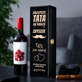 Skrzynka Czarna Na Wino z Grawerem dla Taty - Prezent na Dzień Ojca - Najlepszy Tata na Świecie - Pojedyncza