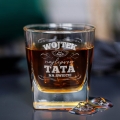 Zestaw Skrzynka na Whisky + Szklanka z Grawerem dla Taty - Prezent na Dzień Ojca - No. 1 Dad Najlepszy Tata na Świecie