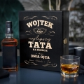 Zestaw Skrzynka na Whisky + Szklanka z Grawerem dla Taty - Prezent na Dzień Ojca - No. 1 Dad Najlepszy Tata na Świecie