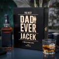 Zestaw Skrzynka na Whisky + Szklanka z Grawerem dla Taty - Prezent na Dzień Ojca - The Best Dad