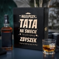 Zestaw Skrzynka na Whisky + Szklanka z Grawerem dla Taty - Prezent na Dzień Ojca - Najlepszy Tata na Świecie