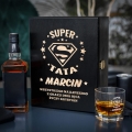 Zestaw Skrzynka na Whisky + Szklanka z Grawerem dla Taty - Prezent na Dzień Ojca - Super Tata Gwiazdki