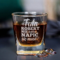 Szklanka Do Whisky z Grawerem dla Taty - Prezent na Dzień Ojca z Imieniem - Tata nie Kaktus