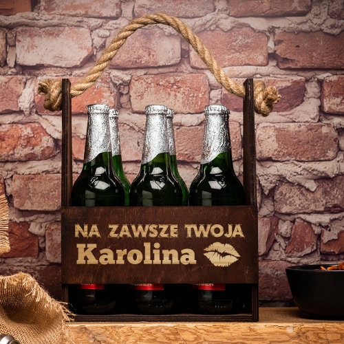 Nosidło na piwo z grawerem ciemne