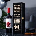 Skrzynka na Wino na Wieczór Kawalerski - Prezent dla Przyszłego Pana Młodego - Prezent na Wieczór Kawalerski - Game Over - Czarna