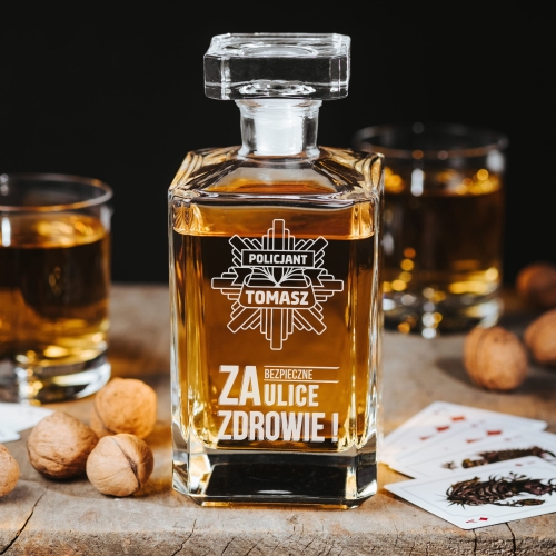 Karafka do Whisky z Grawerem - Prezent dla Policjanta - Za Bezpieczne Ulice